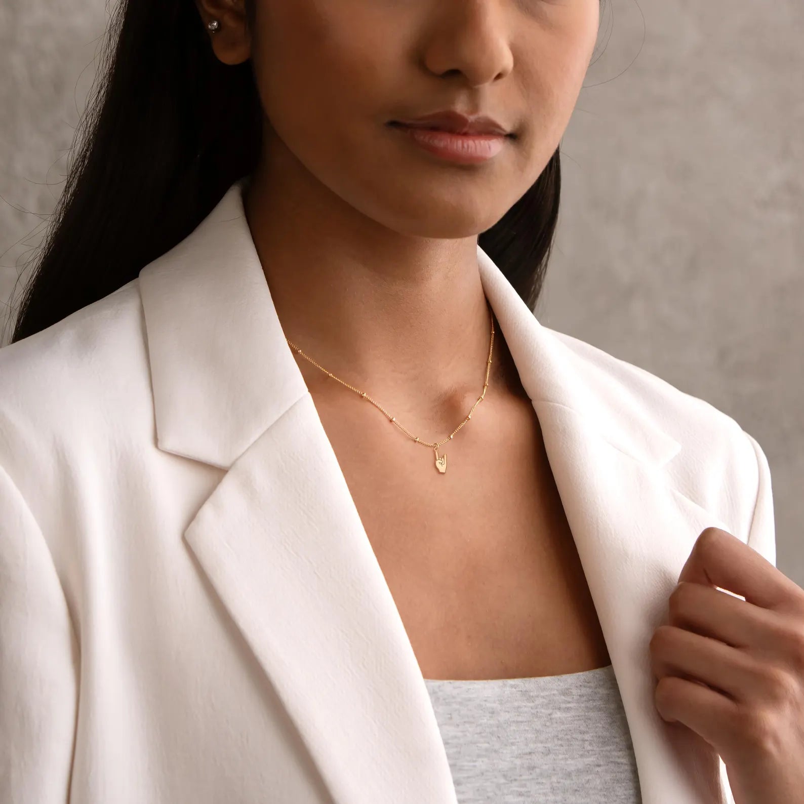 Rock On Hands Beady Chain 925 Sterling Silver Pendant