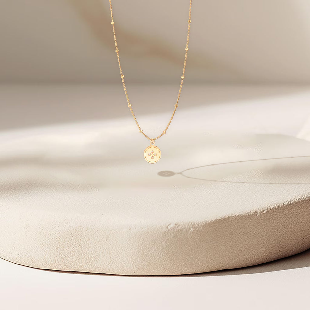 Button Quirky Gold 925 Sterling Silver Pendant