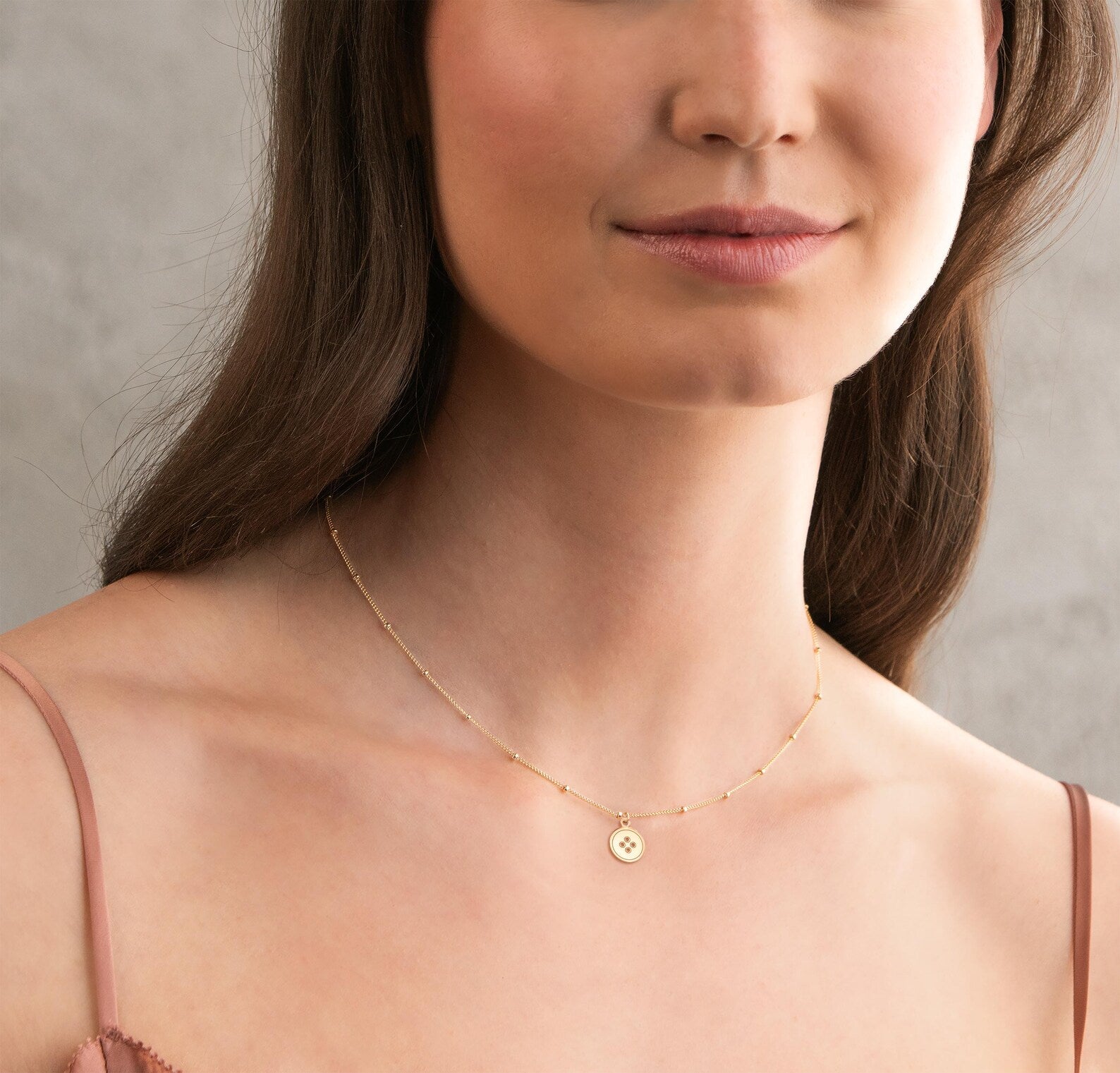 Button Quirky Gold 925 Sterling Silver Pendant