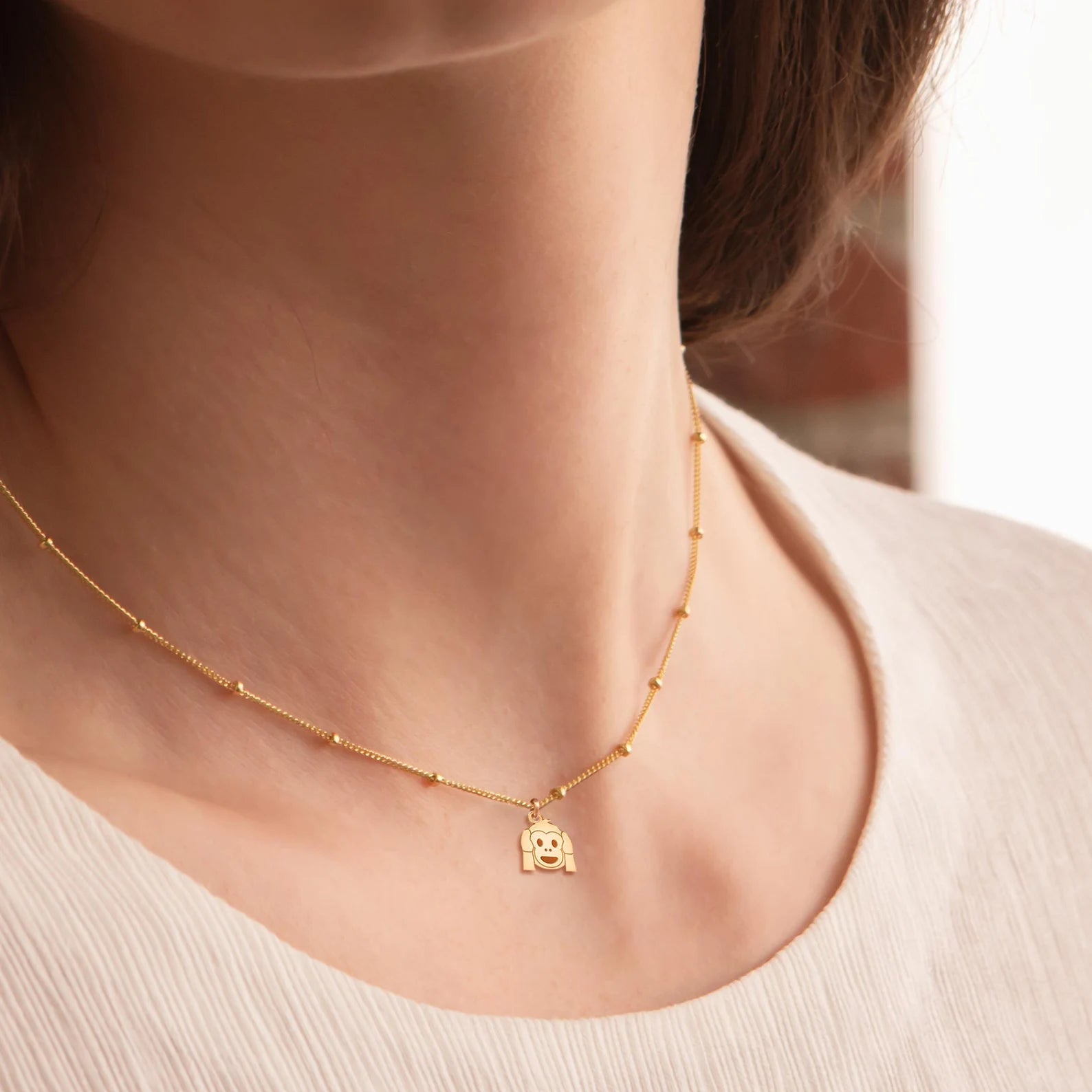 Three Wise Monkeys Hear No Evil 925 Sterling Silver Pendant