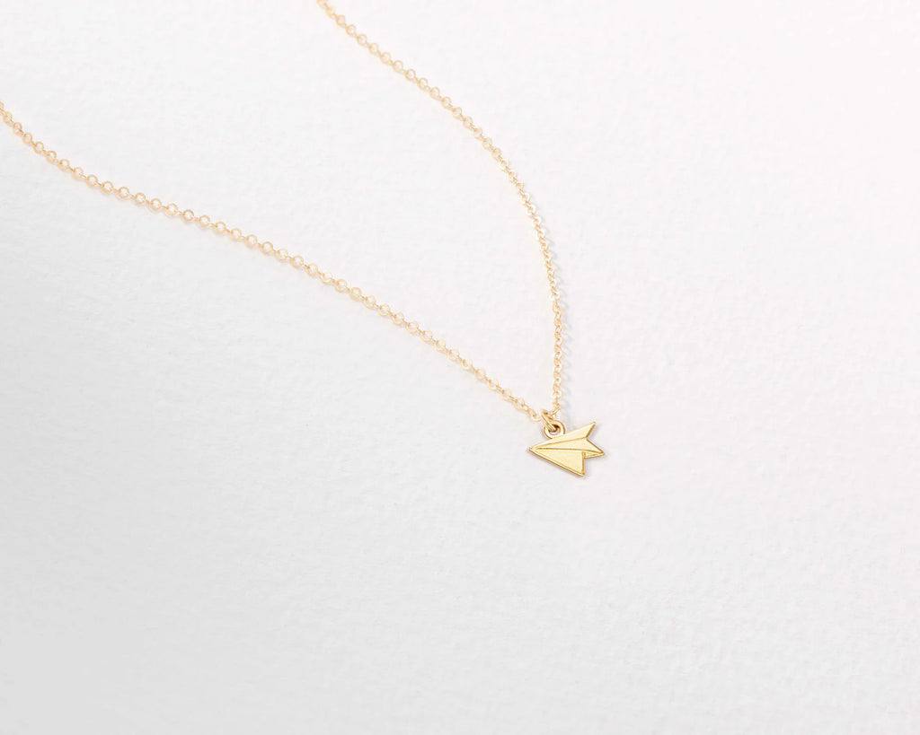 Paper Airplane Necklace Travel Charm 925 Sterling Silver Pendant